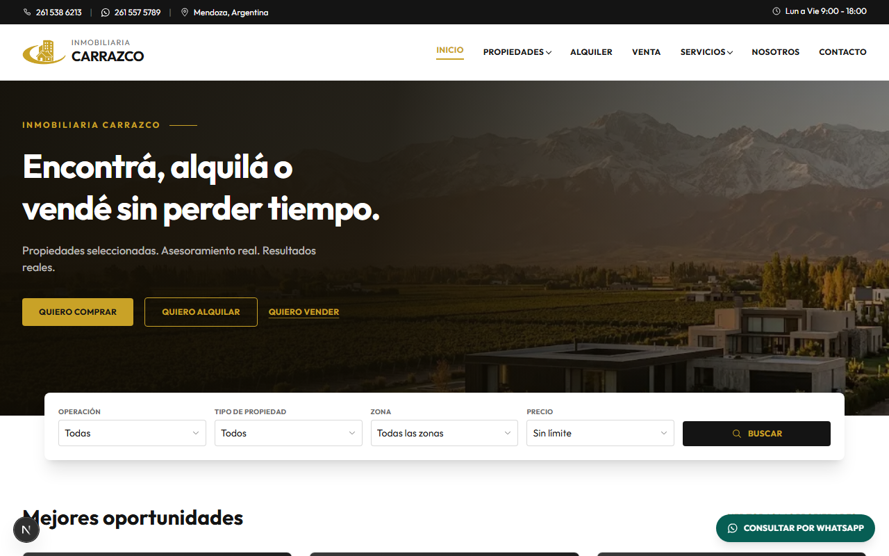 Sitio real de Inmobiliaria Carrazco